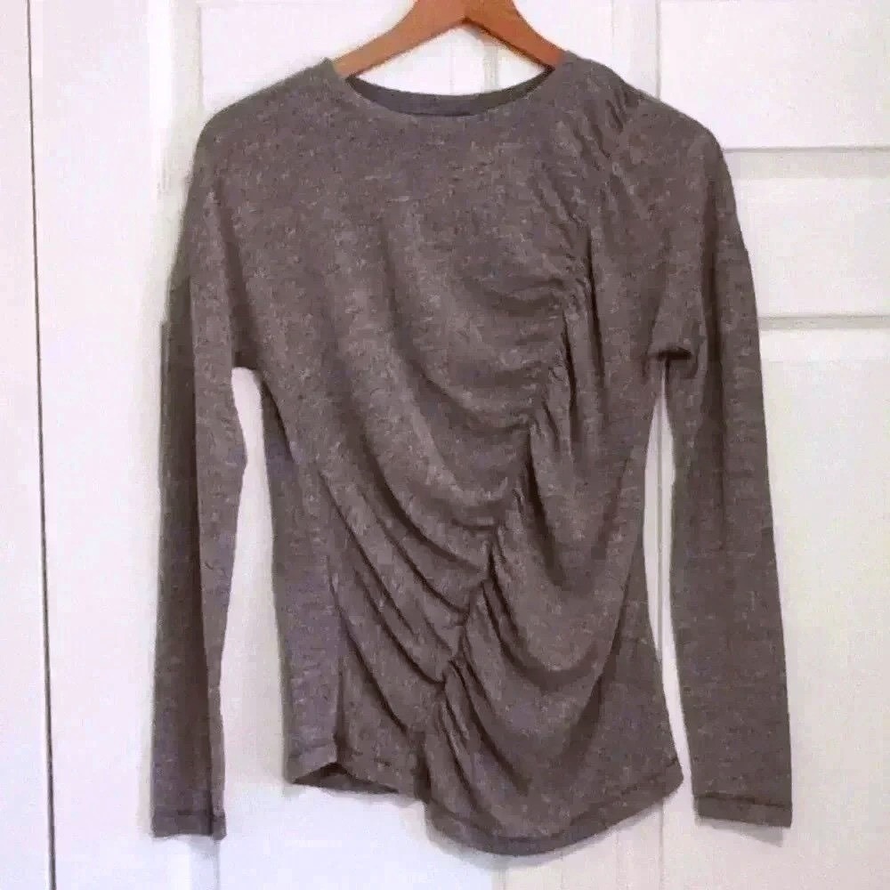 Zella Women Long Sleeve Gray Size XS Asymmetrical Ruched Heathered Athleisure